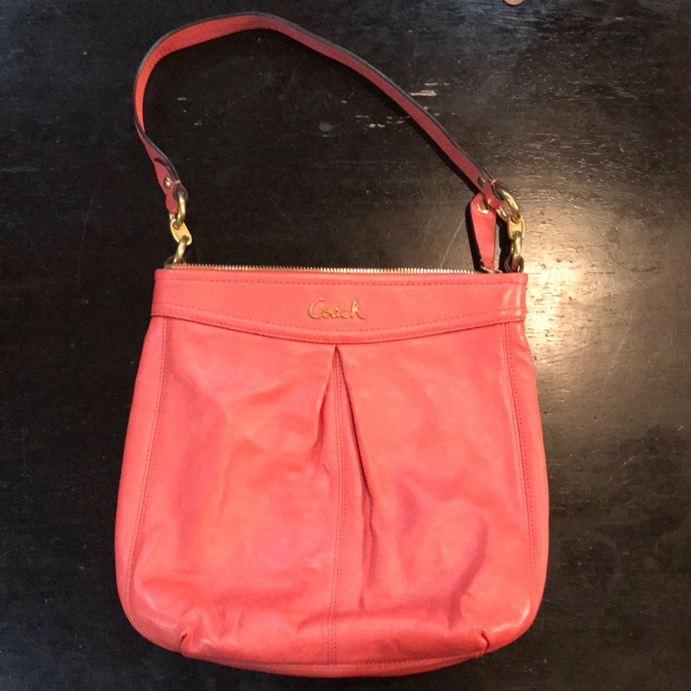 Peach Coach Shoulder Bag with Crossbody Strap